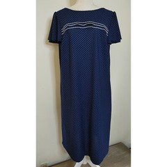 Vintage 70’s Dress Lorac by Lady Carol Blue White Polka Dot Polyester Women sz M