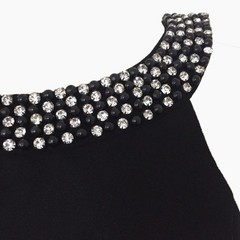 1990’s Dressy Sleeveless Crop Top with 360º Rhinestone + Beaded Collar