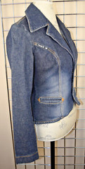 Vintage Jean Jacket Frankie B Size S/M 00s Blue Denim Fitted Blazer Made USA