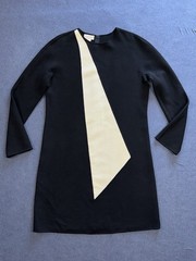 Mila Schon Vintage 80s Black Lana Wool Long sleeve Mini Dress Size 44