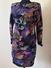 Stanley Platos Martin Ross Vintage Couture Cocktail Dress Multi Jewel Tones Sz 8