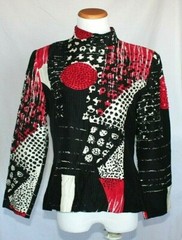 Vintage Silk Top Lee Icinoo Blouse Womens Size 8 Geometric Art To Wear 70s 80s