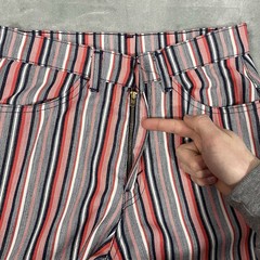 Vtg 70s Levis For Gals Big E Sta-Prest Striped Bell Bottom Pants Pink 26×30