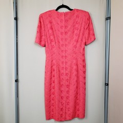 Oberon Dress 6 Embroidered Linen Blend Sheath Poppy Red Short Sleeve Knee Length