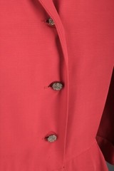 VTG Women’s 50s Red Orange Grosgrain Shirtwaist Dress Sz M 1950s