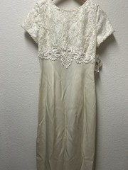 Vintage Off White Creme Lace Scott Mcclintock Long Gown Dress 8