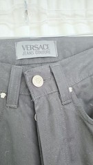 Vintage Versace Jeans Couture Black Jeans Size 28 Y2K Made in Italy Wide Leg