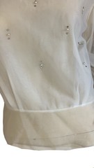 WOMEN’S VINTAGE 1980’S PERRY SHEER WHITE ORGANZA BEADED PEPLUM BLOUSE NWT SZ M