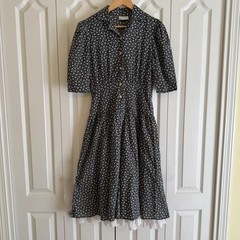 Vintage 90s Floral Print Midi Dress Modest Cottage Core Prairie Ranch Dress