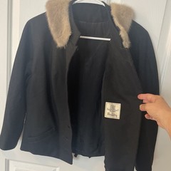 Vintage Women’s Black Short Wool Jacket With Fur Collar By Brevity ￼