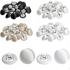 10 Pcs Satin Covered Metal Shank Buttons Cloth Buttons for Wedding 11.5mm Black
