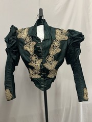 Late 1880’s – 1890’s Forest Green Silk Bodice With Mettalic Appliqué