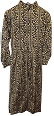 Vintage Gold Floral Brocade Empire Waist Long Dress Blue Purple 32″ Chest Sz S