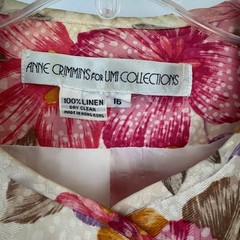 Anne Crimmins for UMI Collections Vintage Floral Linen Jacket Pink Purple Sz 16