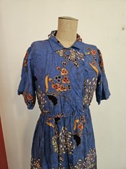 Vintage Batik Suryono Asia Indonesia Boho 60s 70s Cotton Dress Hippie Size S-M