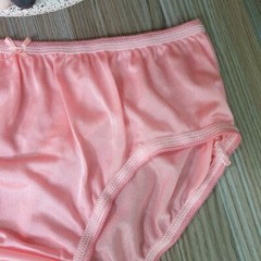 Vintage Slippery Nylon Panty Silky Peach Pink Sheer Brief Size 7-8 Hip 38-42″