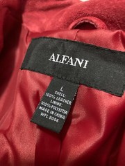 VTG 80s Alfani Red Suede Waist Jacket Coat Band Collar Snaps Zip up Disco L