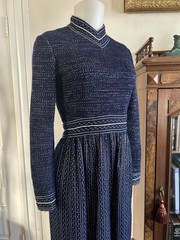 Vintage 60s 70s George Halley Rare Designer Blue & Silver Glitter Maxi Dress