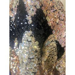 Vintage Harlequin Sequin Top Gold Bronze Black Diamond Pattern Evening Blouse