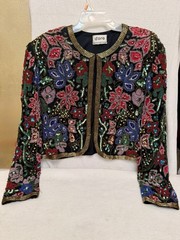 Vintage 1980s D’ore by Della Roufogali Silk Jacket w/ Intricate Beadwork/Sequins