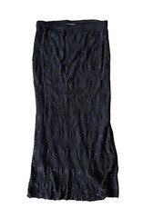 Vintage Crochet Long Maxi Tiered Skirt Boho black Sz 2 Pull On