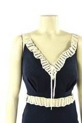 Vintage 60s Rose Marie Reid Navy Blue Sheer Crochet Trim Swimsuit Bathing Suit M