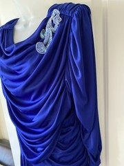 David Rose Vintage Saphire Blue 80s Rushed Dress NWT Deadstock made in USA 14