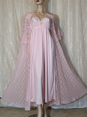 Vintage Pink All lace bodice Sweetheart Neck Lingerie Slip dress Nightgown M