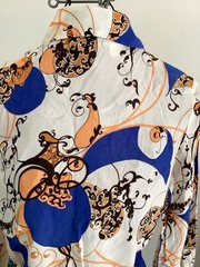 Women’s 60-70’s Blouse Sz 8 French Cuffs Belted Wards