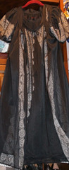 Peignoir Robe and Gown Set Black Sheer Nylon White Lace Vintage Size Medium