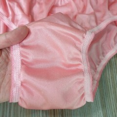 Vintage Slippery Nylon Panty Silky Peach Pink Sheer Brief Size 7-8 Hip 38-42″