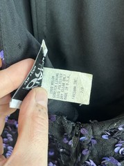 Vintage 80s Faviana Sequin Mini Dress 7 8 Beaded Glam Purple Black Party