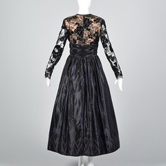 M Vintage 1980s 80s Zandra Rhodes Designer Black Formal Evening Gown Maxi Dress