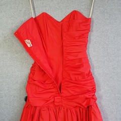 VTG Newsflash Dress Sz 8 red Black Strapless Ruffle Tulle 80s Disco Prom Costume