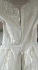 Vintage 1950s Ivory Ruffled Tulle Wedding Dress Gown Party Prom Lace Trim