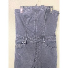 Abercrombie & Fitch Strapless Denim Jumpsuit Faded Black Size Medium Petite MP