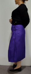 VTG 80’s Purple & Pink Lining USA Dry Clean Buttoned &Pleatd Long Linen Skirt:12