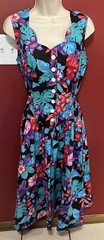 Vintage EBER Dress Women’s Size 7 Multi Color Floral Hawaiian Fit & Flare Button