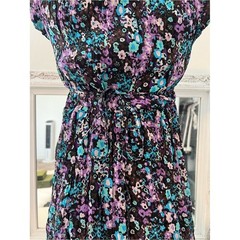 vintage y2k babydoll floral midi dress with cute button details and bow