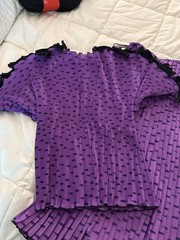 Vintage Ellen Hauptli Purple Pleated 2 Piece Skirt Set Avant Garde Artsy Outfit