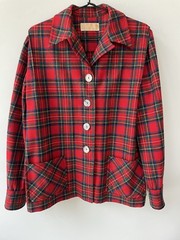 VTG 60s PENDLETON Jacket Shirt Shacket Women L 16 Wool 49er Red Tartan Plaid
