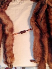 Vintage 6 Pelt Mink Fur Stole Scarf Shaw 44 inches Long Mouth Clasp Or Button