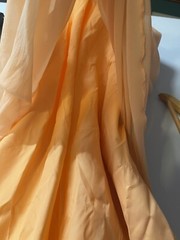 VINTAGE Orange Peach Floral Embroidered 70s MAXI GOWN DRESS See Measurements Vtg