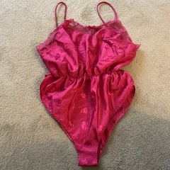 VINTAGE 80’s WOMEN’S AVON FASHIONS FUCHSIA PINK BABYDOLL BODYSUIT SNAP CLOSURE M