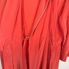 Vintage Lyn Delle Coral Lounge Robe Maxi Embroidered Pocket Boudoir USA