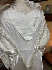 VTG 80s JESSICA MCCLINTOCK White Lace Victorian Wedding Dress High Neck 36x30x38