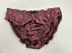 Glossy Butter Second Skin Satin Bikini Panties Sissy Wet Look Silky Ruffles M/L