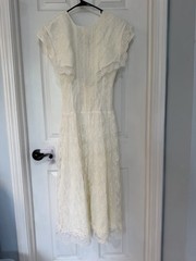 Scott McClintock White Lace Bridal Gown Small Bib Style 90s Wedding Dress Stain