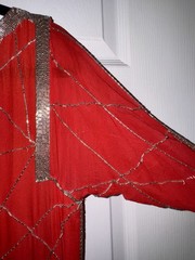 Vintage Red Beaded 70’s Disco Dress – As Is (see pics)