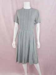 1950s Womens Vintage Dress Lord & Taylor Gray Tailored Box Pleated
